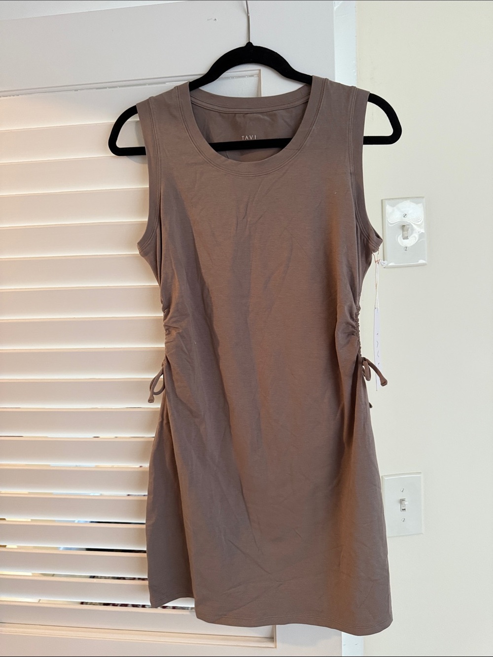 Sleeveless Taupe Side-Tie Dress